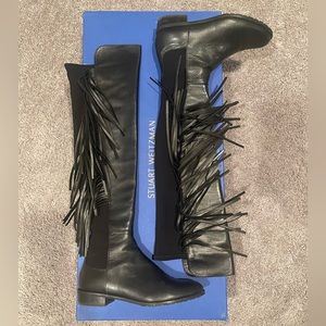 Stuart Weitzman 5050 OTK Fringe Boots size 7
